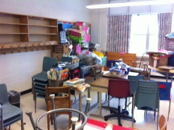 classroom set up before - giant mess