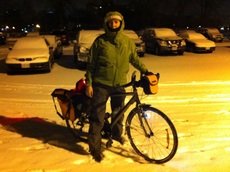 Vera biking in snow